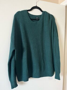 Express Teal Ribbed Crewneck Sweater